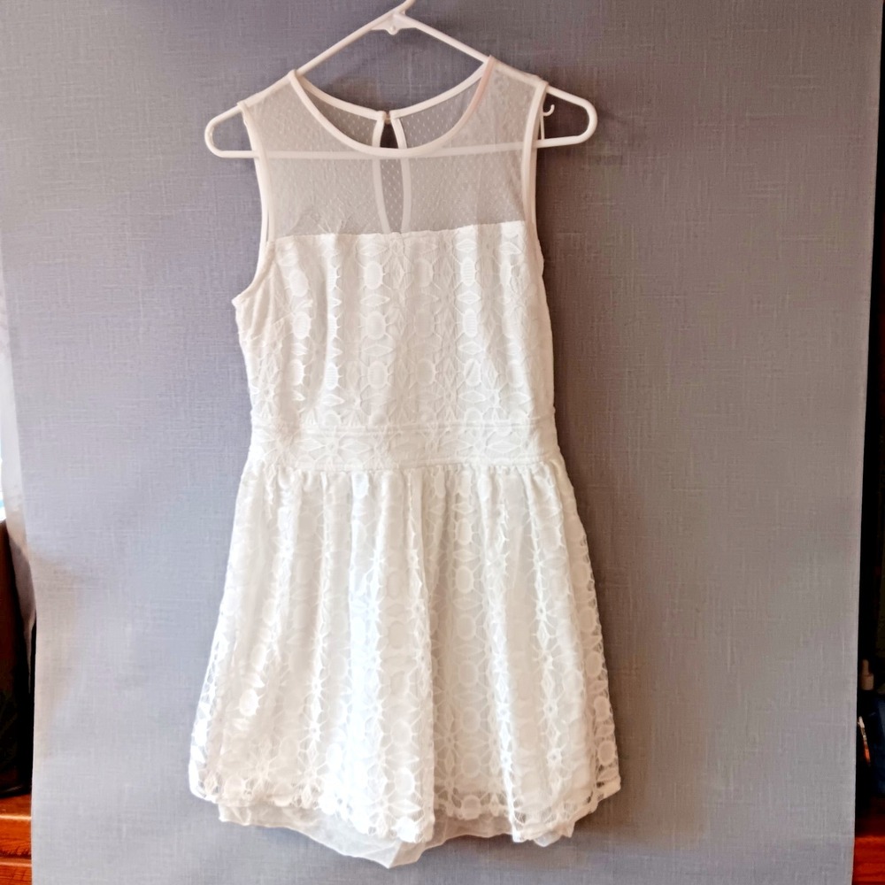 Charlotte Russe Lace Overlay Midi Dress Large White Sleeveless Party Wedding